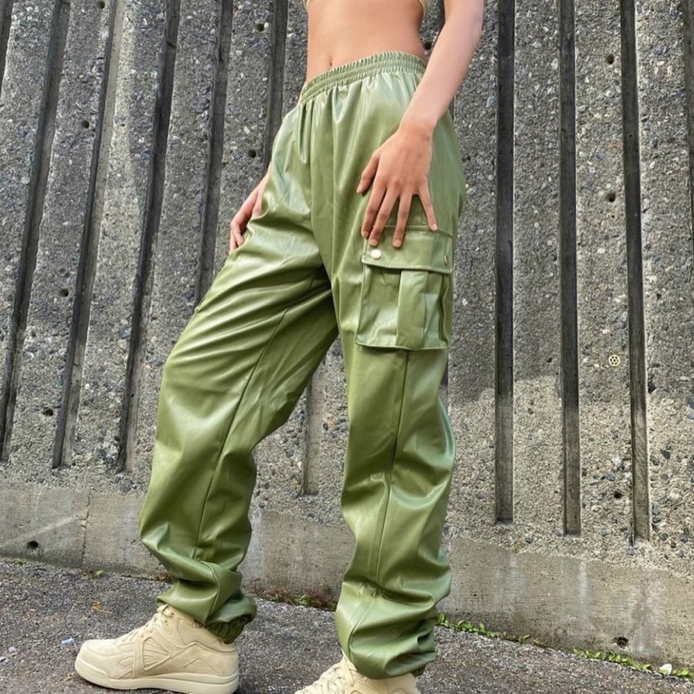 Leather joggers